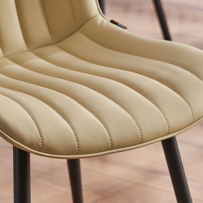 Heitger Upholstered Dining Chairs Set of 2 with PU Leather Seat & Metal Legs