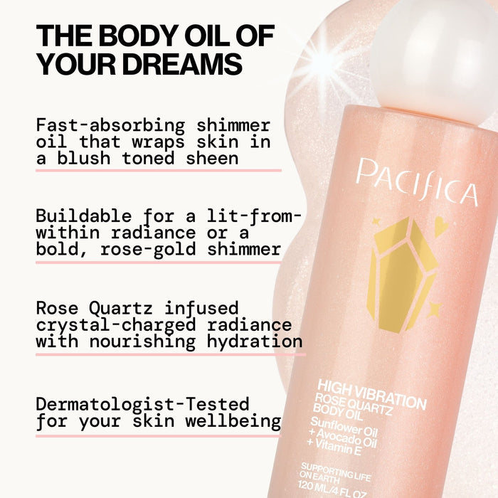 High Vibration Rose Quartz Body Oil - Pacifica
