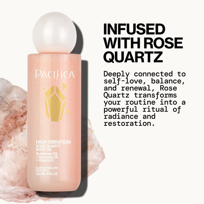 High Vibration Rose Quartz Body Oil - Pacifica