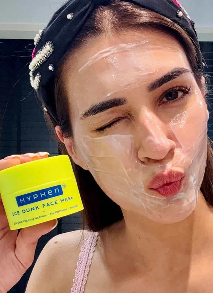 Hyphen ICE Dunk Cooling Face Mask 31% Cooling Actives - back-of-pack ingredients panel