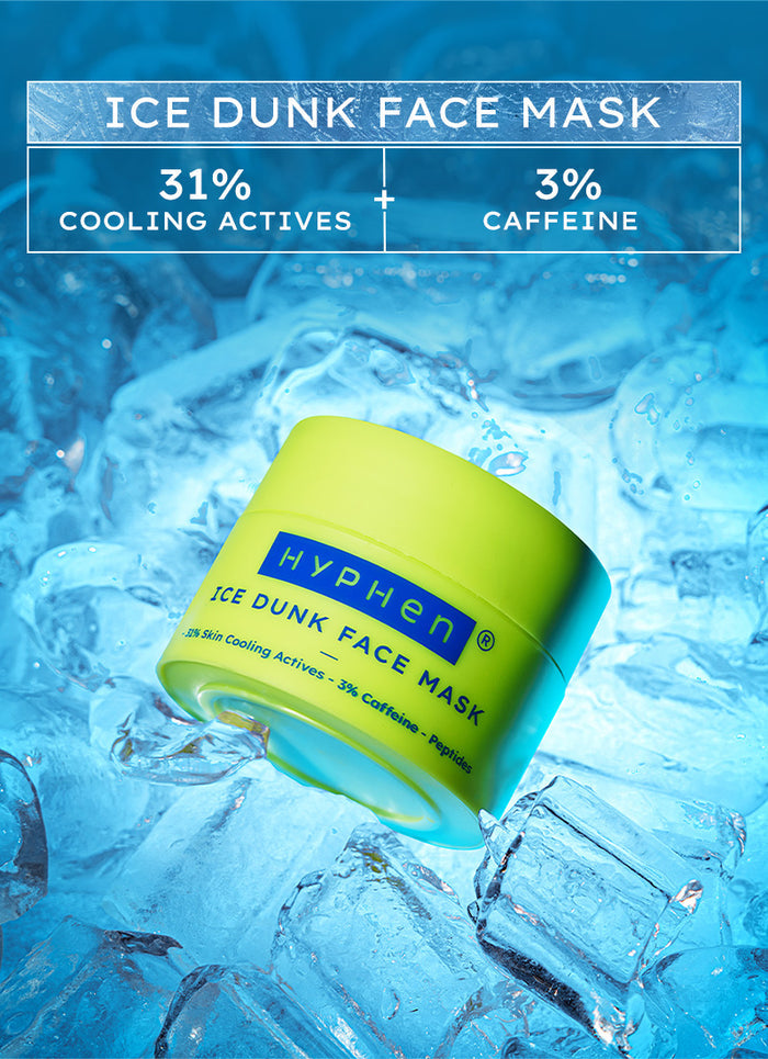 Hyphen ICE Dunk Cooling Face Mask 31% Cooling Actives - key ingredient breakdown infographic