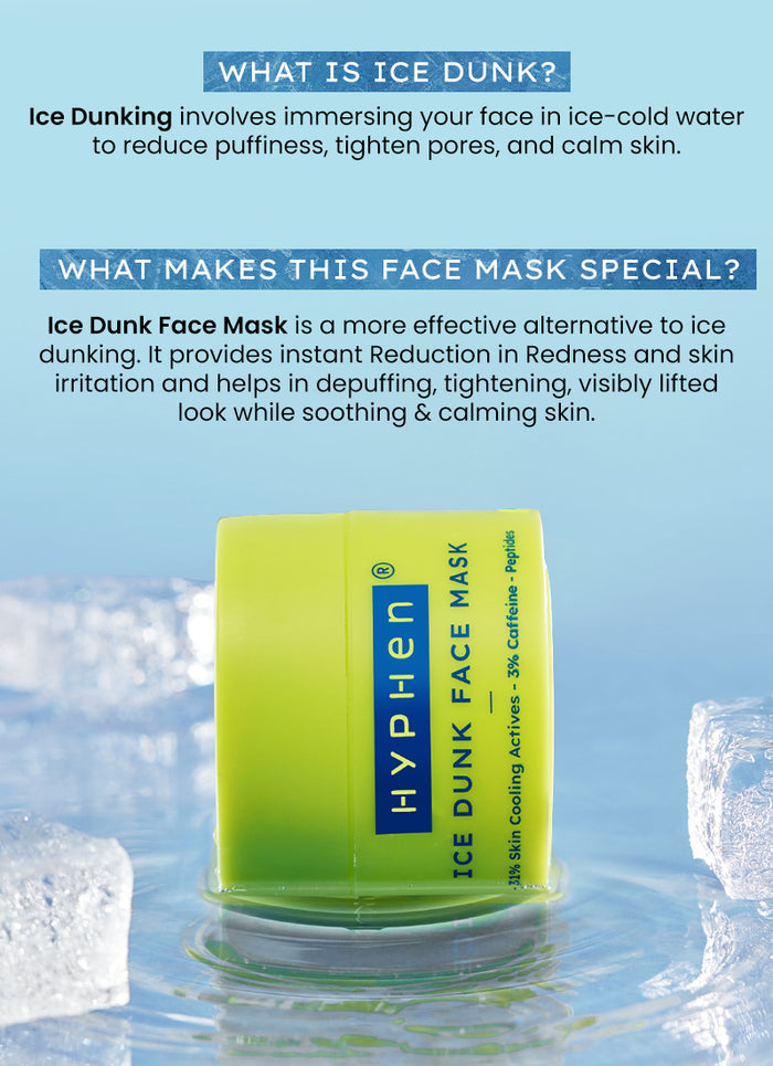 Hyphen ICE Dunk Cooling Face Mask 31% Cooling Actives - clinical results chart and benefit claims