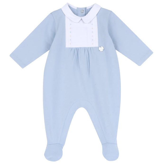 Infants Light Blue Embellished Leg Opening Babysuit