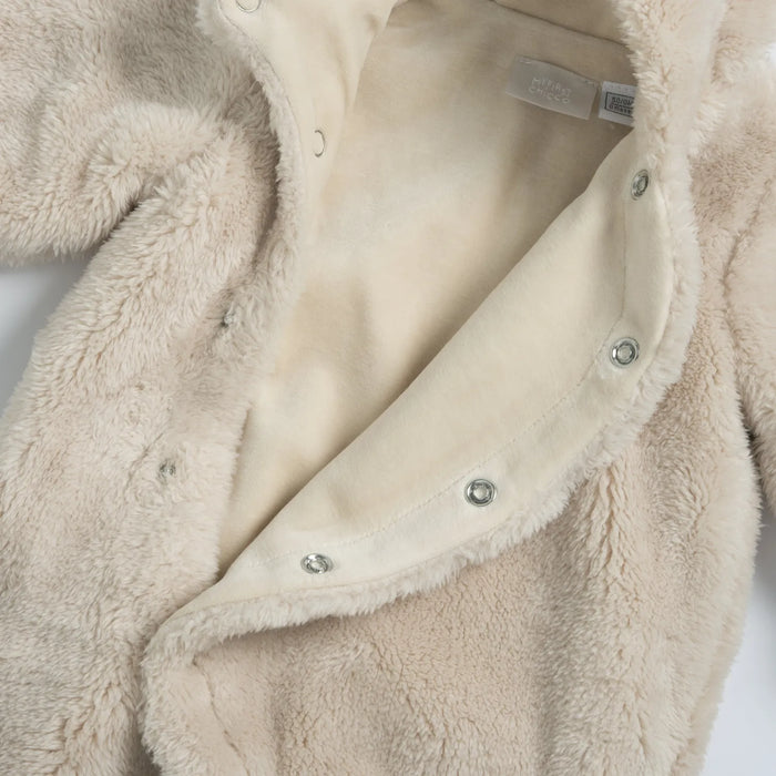 Infants Light Natural Solid Front Opening Babysuit
