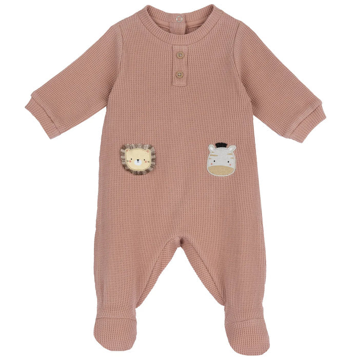 Infants Light Orange Applique Back Opening Babysuit