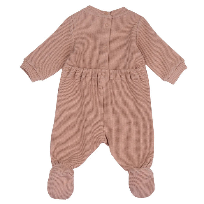 Infants Light Orange Applique Back Opening Babysuit