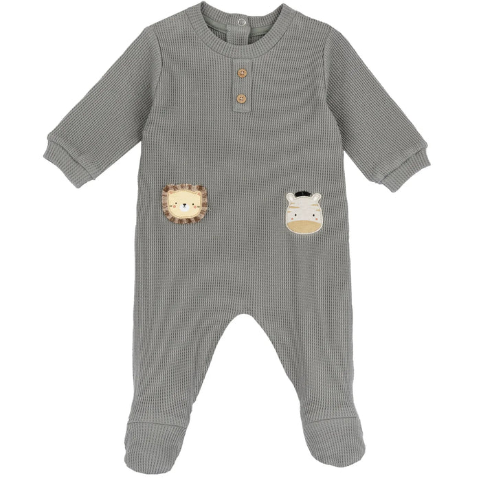 Infants Medium Green Applique Back Opening Babysuit