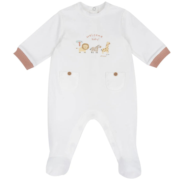 Infants White Graphic Printed Leg Opening Babysuit
