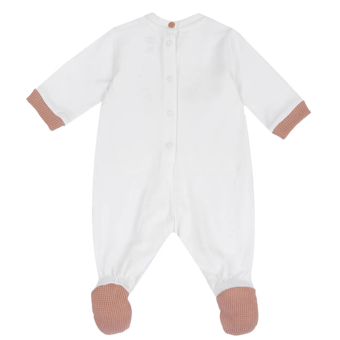 Infants White Graphic Printed Leg Opening Babysuit