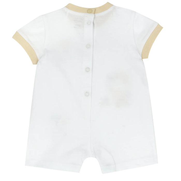Infants White Printed Romper