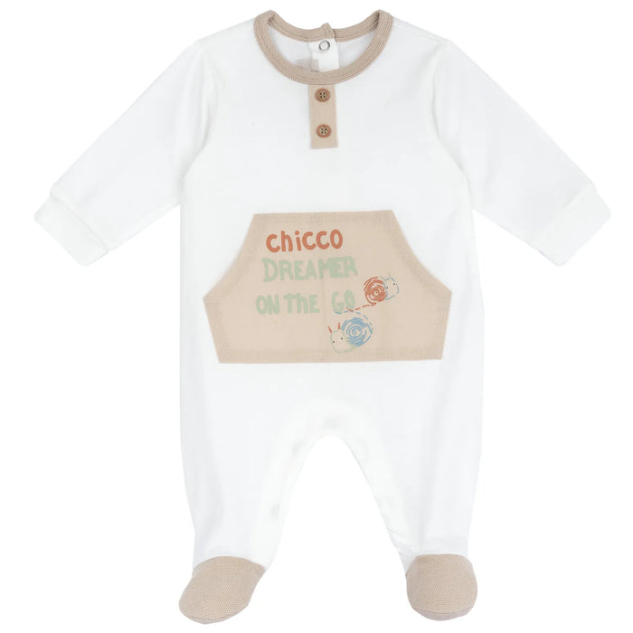 Infants White Typography Printed Leg Opening Babysuit