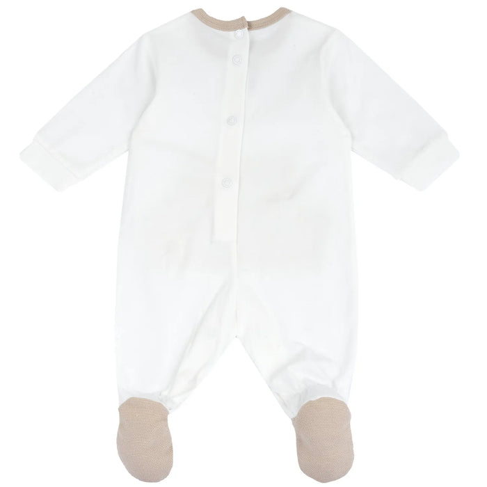 Infants White Typography Printed Leg Opening Babysuit