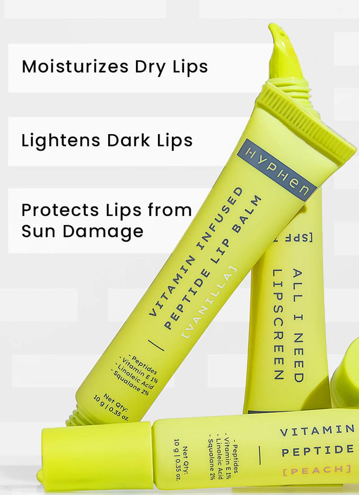 Hyphen Juicy Lips OR Nothing KIT - LIP Balm Combo - key ingredient breakdown infographic