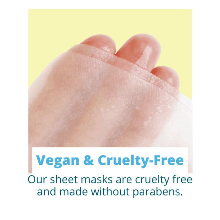 Vegan and Cruelty free close up of hands holding Just Let It Glow Our sheet masks are cruelty free and never tested on animals and made without parabens