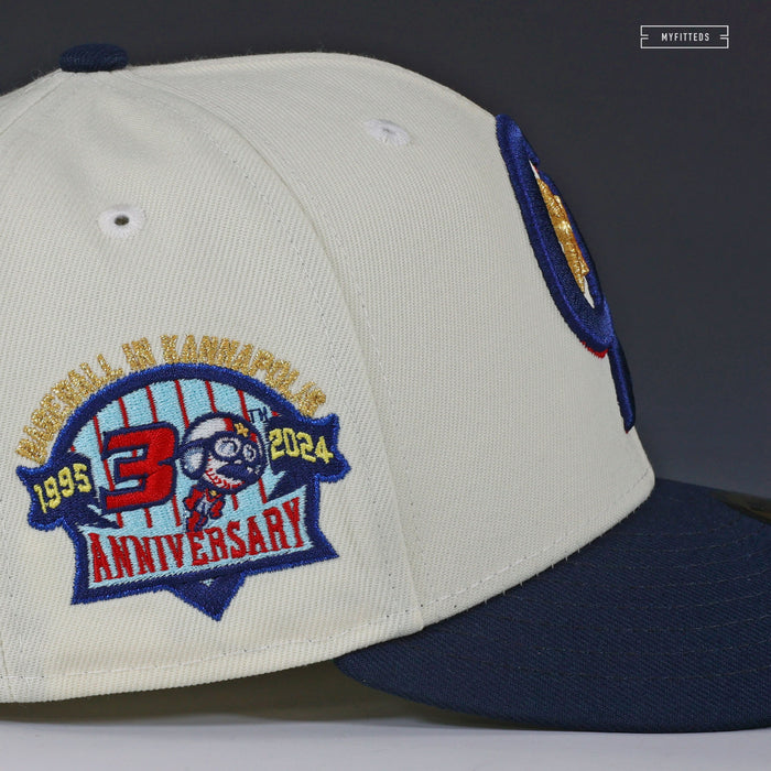 KANNAPOLIS CANNON BALLERS 30TH ANNIVERSARY OFF WHITE EVEL KNIEVEL NEW ERA FITTED CAP