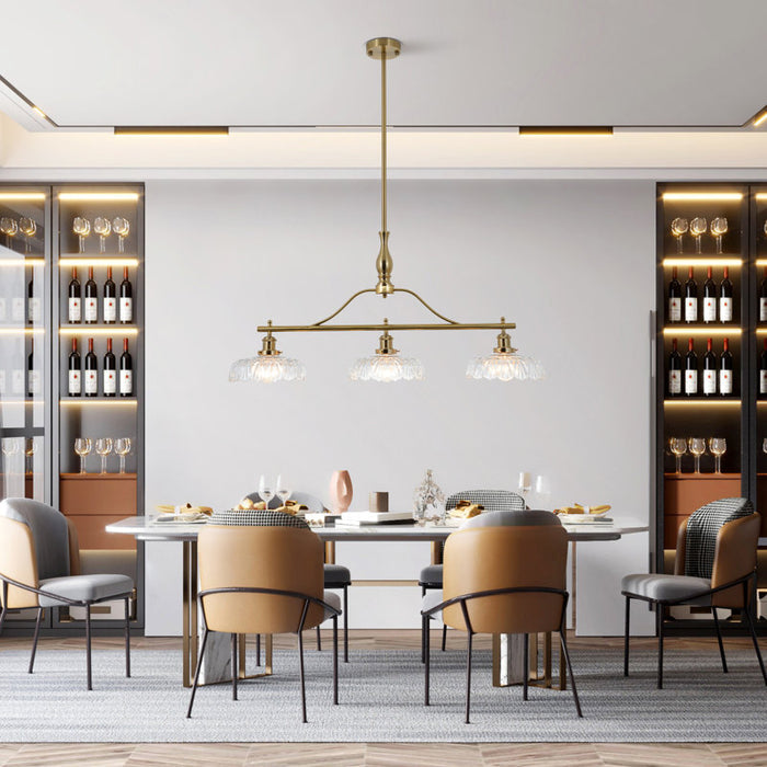 Kelbe Modern Linear Chandelier with 3 Dimmable Lights