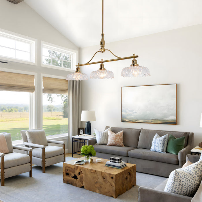 Kelbe Modern Linear Chandelier with 3 Dimmable Lights