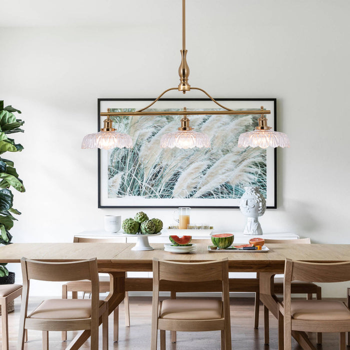 Kelbe Modern Linear Chandelier with 3 Dimmable Lights