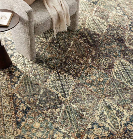 Magnolia Home By Joanna Gaines X Loloi Banks Machine Washable Spice / Blue Area Rug 8'6" x 11'6"