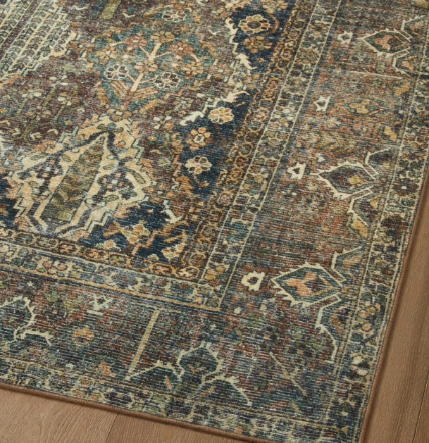 Magnolia Home By Joanna Gaines X Loloi Banks Machine Washable Spice / Blue Area Rug 8'6" x 11'6"