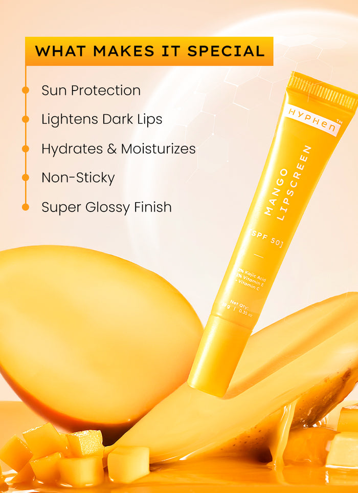 Hyphen Mango LIP Screen SPF 50 PA++++ With 2% Kojic Acid - texture and finish demo