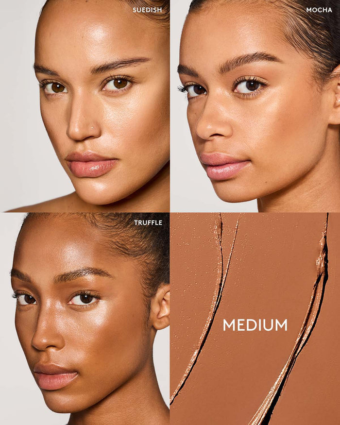 Medium skin tone model shade grid.