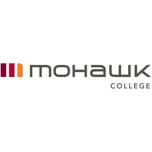 A Mohawk College logo displays on a white background. The logo features a stylized design element alongside the words "MOHAWK COLLEGE".