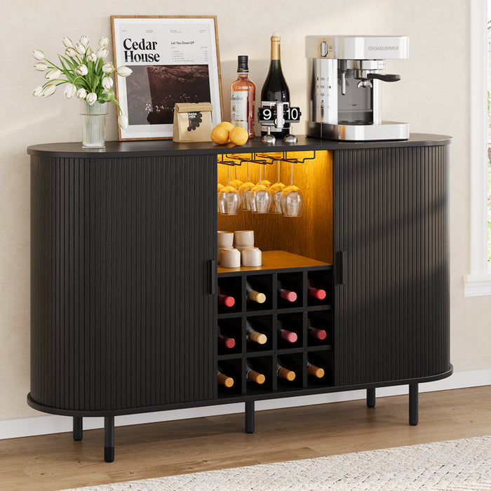 Nashlly Cabinet with LED Lights and Wine Glass Storage