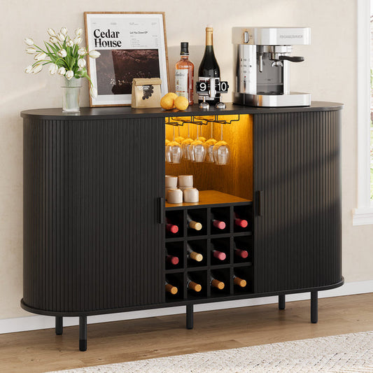 Nashlly Cabinet with LED Lights and Wine Glass Storage
