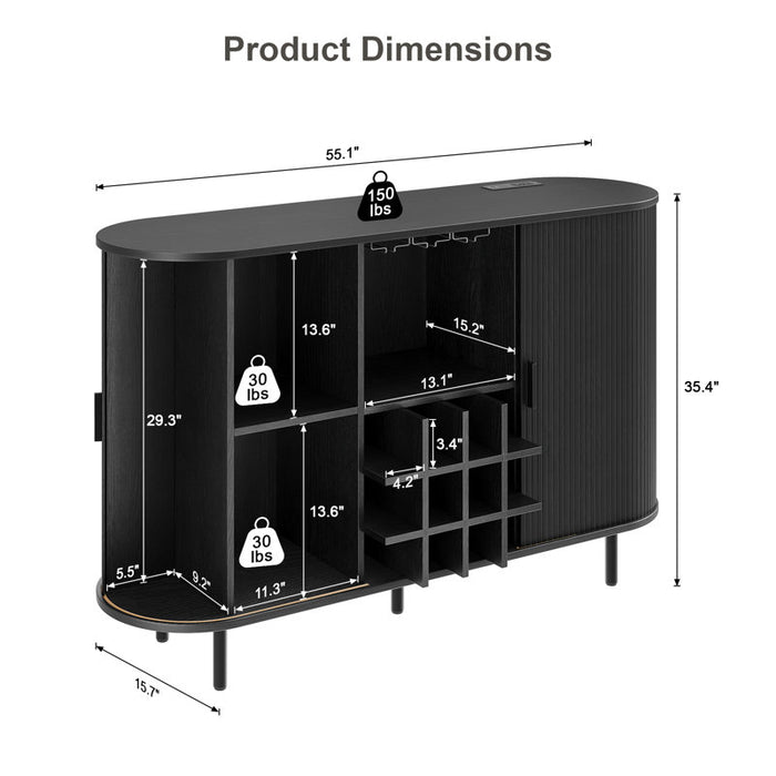 Nashlly Cabinet with LED Lights and Wine Glass Storage