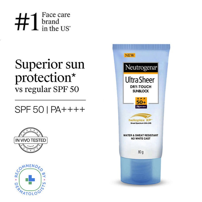 Neutrogena Ultrasheer SPF50+ PA++++ Ultra Light Moisturizing Face Sunscreen Oily & Sensitive Skin (80g)