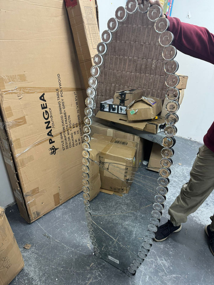 Oval Jeweled Floor Mirror Accent Crystal Full Length Mirror Broken