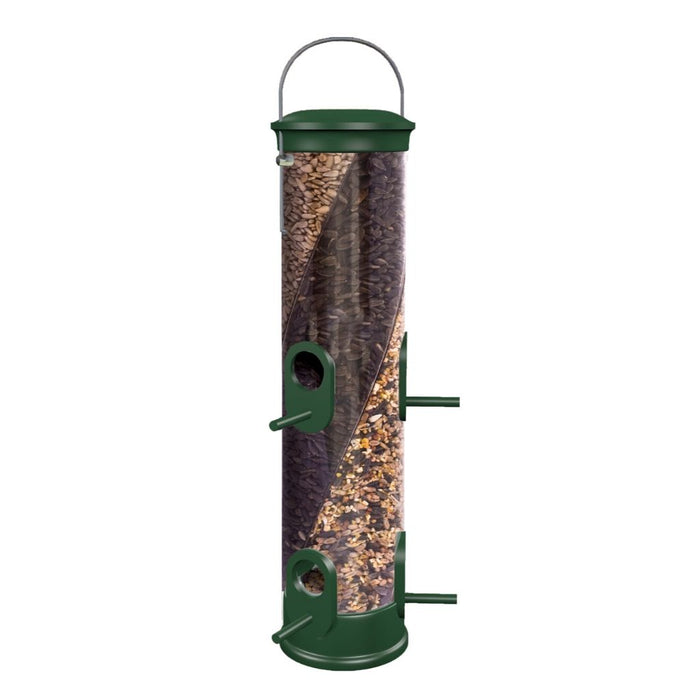 Peckish All Weather 3 Seed Twist Feeder filled with seed