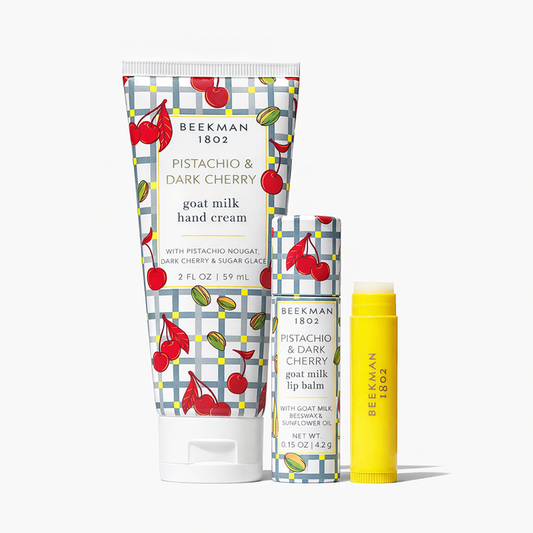 Pistachio & Dark Cherry Lip and Hand Cream Set