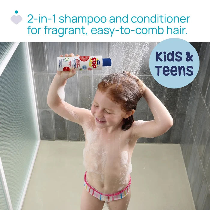 POP Strawberry 2 in 1 Comby Shampoo & Conditioner 250 ml (6 Years+)