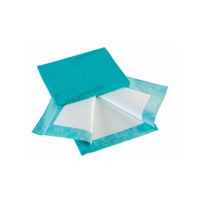 Two "Cardinal Health" pads, one folded, rest on a white background. The top pad partially covers the lower pad, revealing a white, absorbent center.
