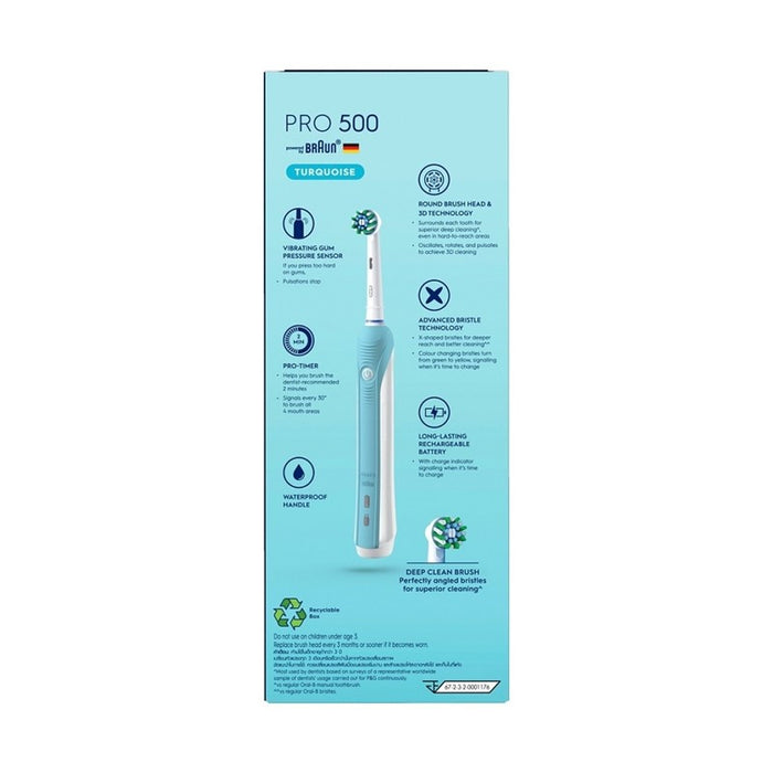 ORAL-B Pro 500 Deep Clean Blue Electric Toothbrush 1s | Isetan KL Online Store