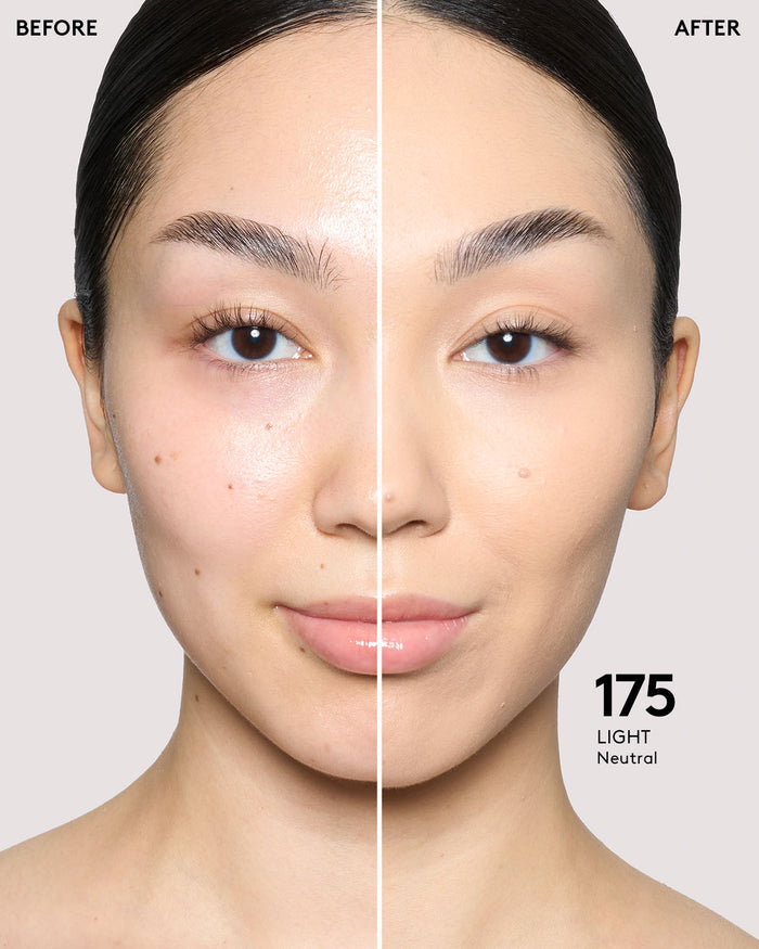 before and after of light skin toned model in pro filt'r