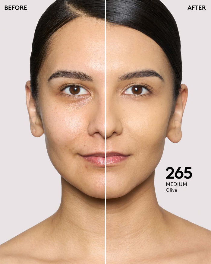 before + after imagery for shade 265 in pro filt'r soft matte longwear foundation