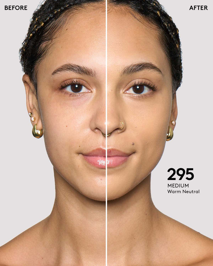 before + after imagery for shade 295 in pro filt'r soft matte longwear foundation