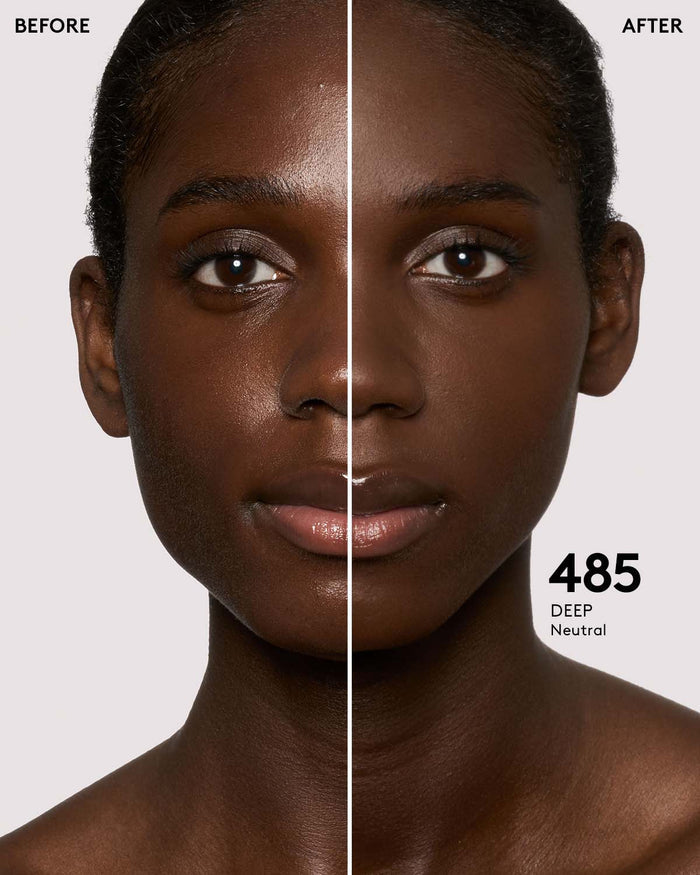 before + after imagery for shade 485 in pro filt'r soft matte longwear foundation