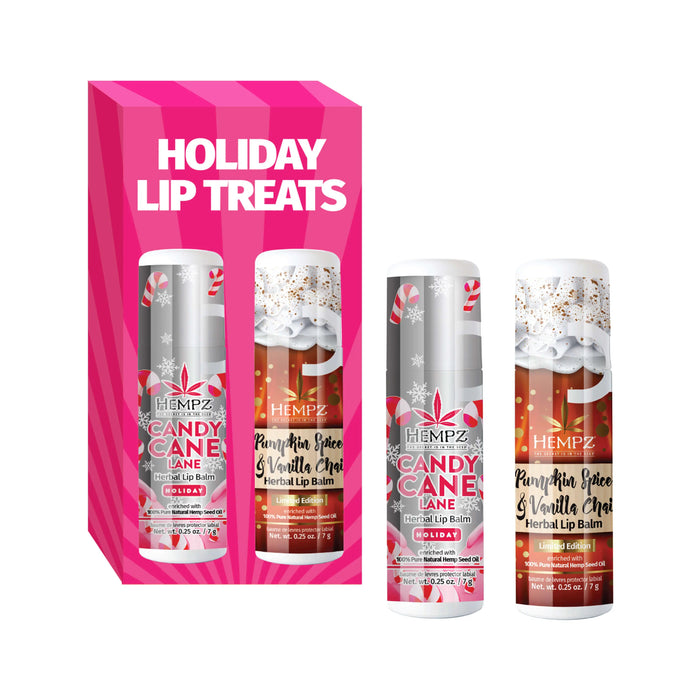 Pumpkin Spice & Vanilla Chai and Candy Cane Lane Lip Balm Set Hempz