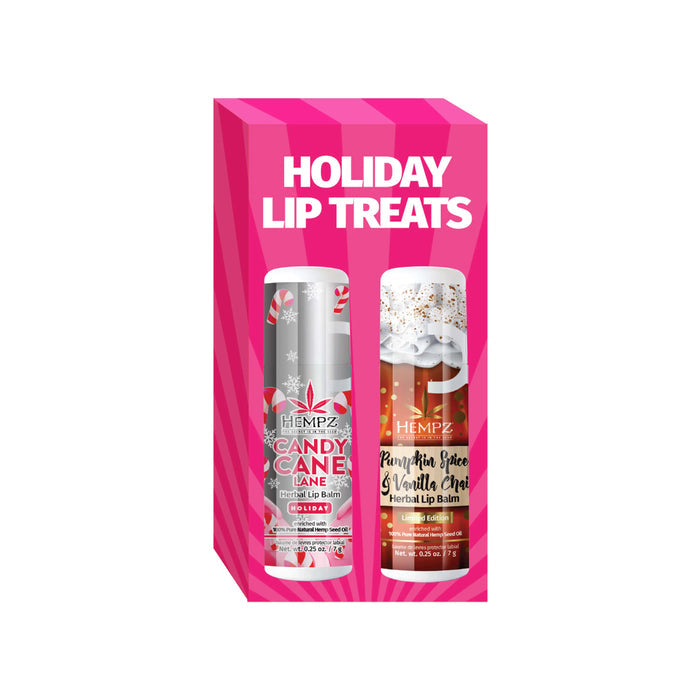 Pumpkin Spice & Vanilla Chai and Candy Cane Lane Lip Balm Set Hempz