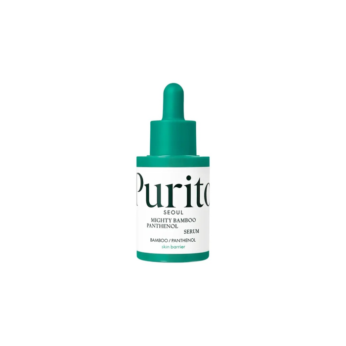 PURITO SEOUL Mighty Bamboo Panthenol Serum is a deeply soothing and hydrating formula designed to strengthen and restore the skin barrier. Enriched with high levels of Panthenol, Bamboo Extract, and Squalane, it replenishes moisture, calms irritation, and supports healthy, resilient skin. Niacinamide brightens and refines texture, while Ectoin and Allantoin provide extra soothing care. Perfect for sensitive, dry, or irritated skin, this serum absorbs effortlessly and leaves the skin soft, balanc