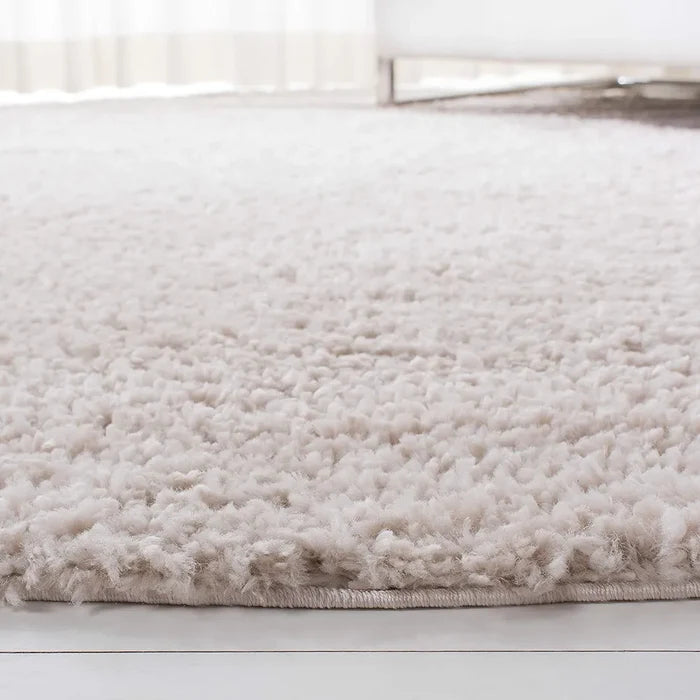 SAFAVIEH August Shag Collection 4' Round Beige AUG900D Solid 1.2-inch Thick Area Rug