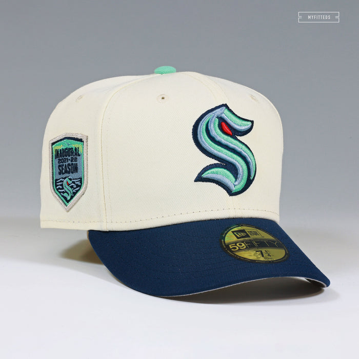 SEATTLE KRAKEN NHL 2021-2022 INAUGURAL SEASON OFF WHITE NEW ERA FITTED CAP