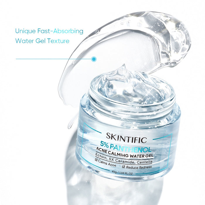 SKINTIFIC 5% Panthenol Acne Calming Water Gel Moisturizer 45g Gentle Gel Cleanser 80m