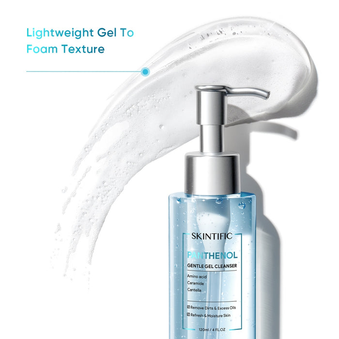 SKINTIFIC 5% Panthenol Acne Calming Water Gel Moisturizer 45g Gentle Gel Cleanser 80m