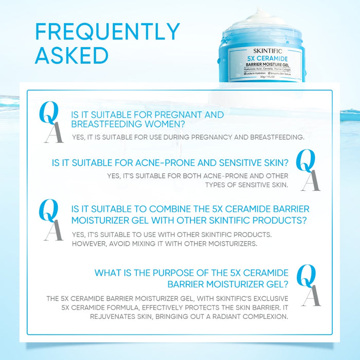 Skintific 5X Ceramide Facial Moisturizer for Oily Skin Care Collagen Niacinamide Acne Cream 30g
