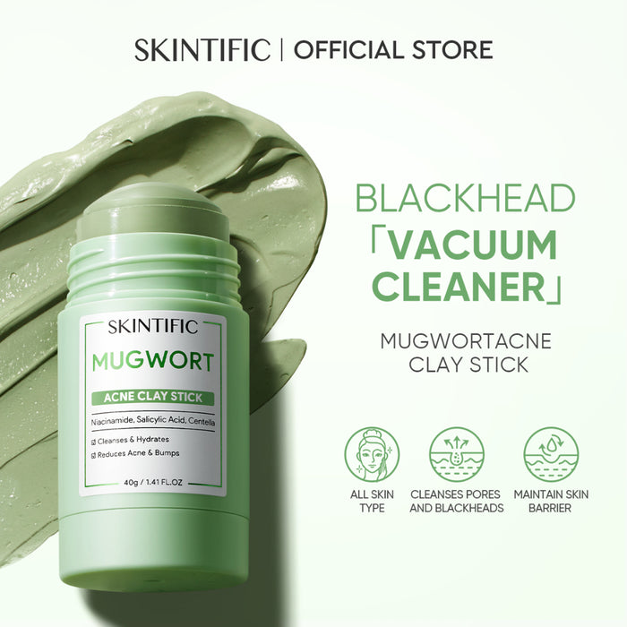 SKINTIFIC Mugwort Clay Facial Mask Stick Green Skin Care Face Mask Black Heads Removal Anti Acne set